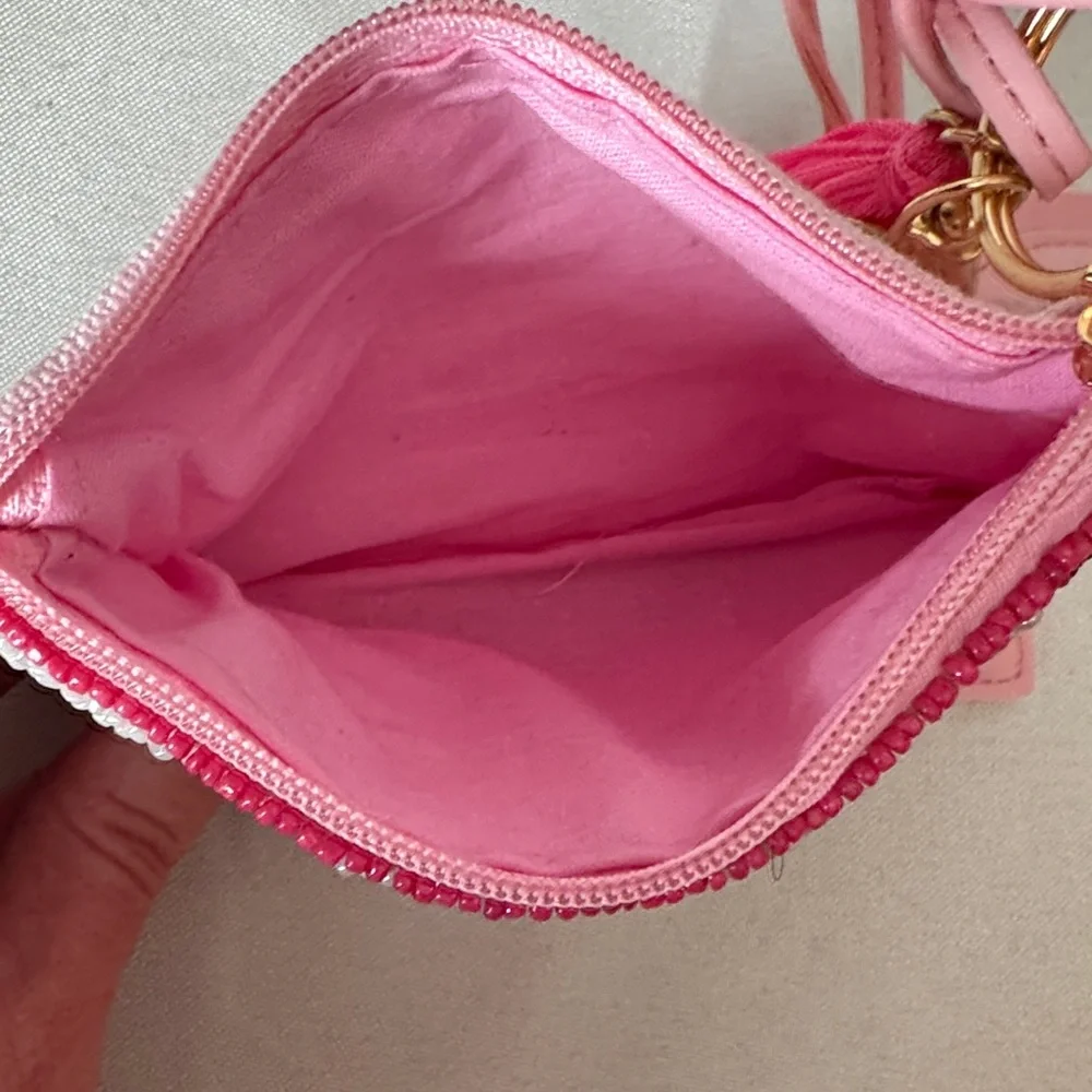 Pink Beaded Watermelon Key & Card Holder NWOT